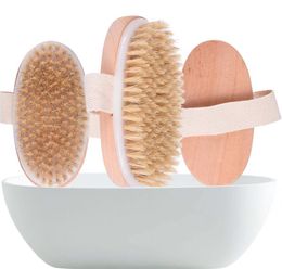 Dry Skin Body Brush Soft Natural Bristle Shower Brushes Wooden Bath Shower Bristle Brush SPA Body Brushes Without Handle