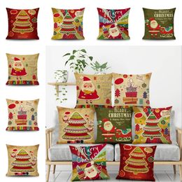 2019 Dazzle Colour Christmas Tree Pattern Linen Printing Pillow Cartoon Christmas Tree Print Pillowcase Home Sofa Pillow Cushion