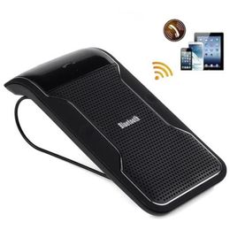 -Negro Bluetooth freeshipping nuevo de la radio Car Kit manos libres con altavoz parasol Clip 10m Distancia para el teléfono Los teléfonos inteligentes con cargador de coche