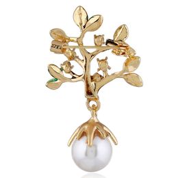 Wholesale-and American fashion pearl dress personality original small tree Brooch high-grade oil drop pin explosion