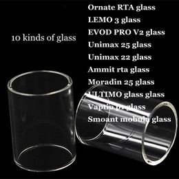 Ornate RTA LEMO 3 EVOD PRO V2.0 Unimax 25 22 Ammit rta Moradin 25 ULTIMO Vaptio p1 Smoant mobula Tank Replacement Pyrex Glass Tube DHL