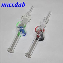 Hookah Glass Nectar pipe with 10mm 14mm quartz tips Oil Rig water pipe silicone contaienrs