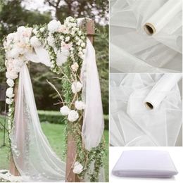 48cm x 20m Mariage Yarn Tulle Roll Sheer Crystal Organza Fabric Birthday Event Party Supplies for Wedding Decoration