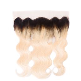 Brazilian Human Hair Peruvian 1B/613 Ombre Colour Silky Straight Body Wave 12-22inch 13X4 Lace Frontal Baby Hair Products 1B 613