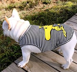 summer pet clothes fashion british little yellow dog doll strip cotton dog puppy vest tshirt dog clothes wholesale price