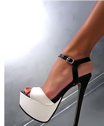 Hot Sale-heels Platform T Show Pumps Feminino Real leather White Black Real leather Womens Sandals Dress Wedding Party Shoes Size 36-43