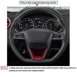 Black Suede Red Marker Car Steering Wheel Cover For Seat Leon Cupra R Leon ST Cupra Ateca Ateca FR269C