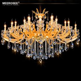 Gorgeous Large Hotel Crystal Chandelier Light Fixture Classic Golden Pendant Lustres Crystal Hanging Lamp Luminaires Lighting 100% Guarantee