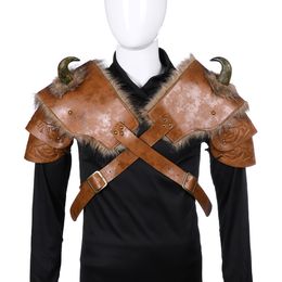 Adult PU Leather Coaplay Mediaeval Retro Knight Warrior Viking Armour Shoulder Show Party Game Props