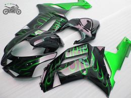 Injection molded fairing kit for Kawasaki ZX6R 07 08 Ninja green flames motorcycle fairings parts ZX-6R 2007 2008 ZX 6R