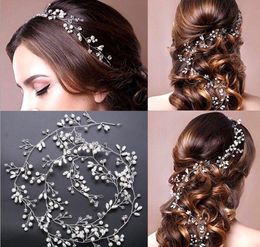 Wedding Headdress Simulated Pearl Hair Accessories for Bride Crystal Crown Floral Elegant Hair Ornaments GB764