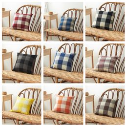 Plaid Pillow Case Linen Plain Striped Pillow Cover Cheque Pattern Pillows Covers Xmas Square Tartan car Pillowcases 14Styles T2I5301