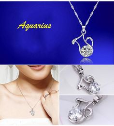 Twelve Constellation Silver Color Lovers Necklace 12 Zodiac Items Pendant Simple Clavicle Chain Pendant Without Chain