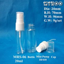 100sets/lot 20ml travelling perfume toner spray bottles, plastic clear packaging,cosmetic pet refillable bottle