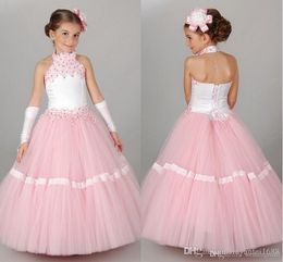 2020 Little Girls Pageant Dresses Sequins Tulle Skirt Flower Girl Dresses lace For Teens Formal Holy Communion Dresses