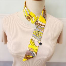 wholesale silk scarf fashion men and women hair ribbon brand printed bow silk scarf fashion handbag decorative ribbon 120cm