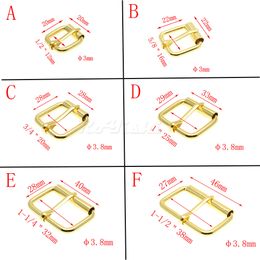 50pcs/lot Gold Metal Wire Formed Half Single Roller Belt Buckles for Hand Bag Shoe Strap Rectangle Ring Leather Craft Repair DIY Decor