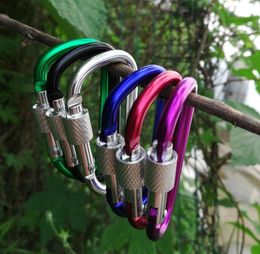 Thicken diameter 5CM Colourful Aluminium Alloy D Styles Climbing Button screw Lock Carabiner Keychain Hanging Hook Camping Backpacking Buckle