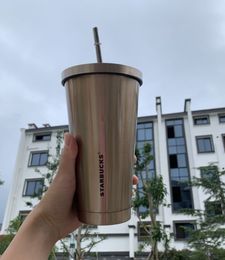 2023 latest 16OZ mug Starbucks stainless steel coffee straw cup, 20 ice cube gradient Colour car cups, support custom PP