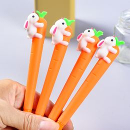 Novel Rabbit Eat Carrot Gel Pen Black Ink Student Prize Writing Supplies Back to School 0.38mm WJ049