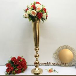 New Gold Flower Vases Pillar Holder Wedding Table Centrepieces Vase Decoration Party Road Lead Home Flower Rack for event decor senyu0375