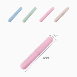 Toothbrush Holder Wheat Straw Toothbrush Case Travel Candy Colour Hiking Camping Portable Toothbrush Case Bathroom Accessories