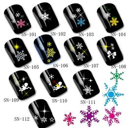 Mixed design high quality 3D nail art tips Christmas snowman snowflake design applique girl nail sticker accessories SZ455