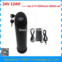 24V electric bike battery 24v 12ah 350W 24 V 12AH water bottle Lithium ion battery 15A BMS with 2A Charger Free customs fee