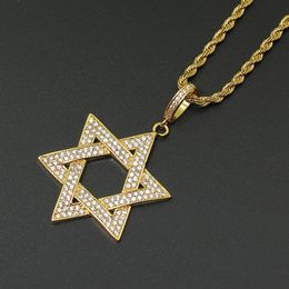 Wholesale-Brass Setting CZ Hip Hop Star Pendant Copper Micro pave CZ stones Necklace Jewellery for men and women CN060