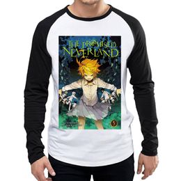 Long Sleeve The Promised Neverland T Shirt Fashion Mens Anime The Promised Neverland T Shirt Top Tees tshirt Full Sleeve T-shirt