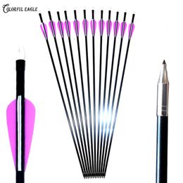 12PCS/lot 31.5" 30" 29" 28"Fiberglass Arrows Archery Hunting Target Practice Arrows for Recurve Bow or Compound Bow