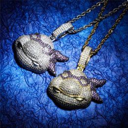 Europe and America Hotsale Men Hip-hop Necklace Gold Plated Iced Out Full CZ Hermit Turtle Necklace for Men With 24inch Rope Chain