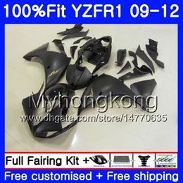 Injection For YAMAHA YZF 1000 R 1 YZF-1000 YZFR1 09 10 11 12 241HM.10 YZF R1 YZF1000 YZF-R1 Flat gloss black 2009 2010 2011 2012 Fairing Kit