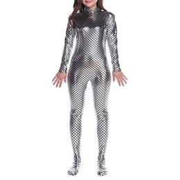 13 Colours Fish Scale Print Novelty Holographic Jumpsuit Ladies Sexy Skinny Long Sleeve Romper Footed Mermaid Cosplay Costume