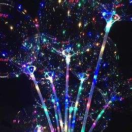 Luminous LED Balloon Transparent Coloured Flashing Lighting Globos 70cm Pole Wedding Decor Balloons Party Decorations Christmas Gift