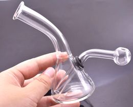 4inch Glass Oil Burner Water Bong smoke pipe with carb hole pyrex portable Detachable Downstem glass oil burner pipe mini beaker bong