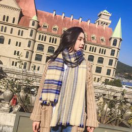 Wholesale-Designer scarf men and women couples thick warm cashmere scarf high quality classic plaid scarf shawl dual-use