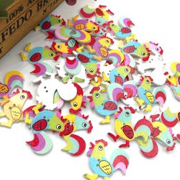 300pcs Mix Animal Cock 2 Holes Wood Painting Sewing Buttons WB386
