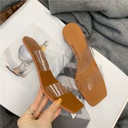 New Design slippers PVC Transparent Clear Slippers Women Peep toe Summer Sandals Crystal Ball Low Heel Sandals Fashion Shoes