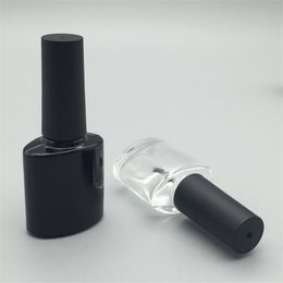 New 100pcs 10ML Empty Square glass nail polish bottle in UV Black and clear Colour with black cap fast shipping