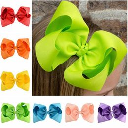 8 inch Girls Children Big Large Bow Grosgrain Ribbon Hair Clips Hair Accessories Candy Color Bowknot Girls Ponytail Headwear