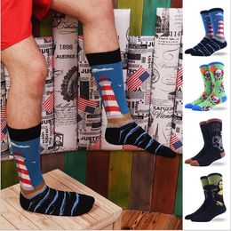 Socks Mens Oil Funny Stockings Retro Mona Lisa Knee High Socks Van Gogh Fashion Athletic Socks Calcetines Hosiery Anklet Men Underwear B4836