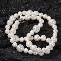 Mens Womens Pearl Necklace Hip Hop Jewellery High Quality 6mm 8mm 10mm Mixed Beaded Necklaces