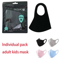 Individual Pack Designer Mask Black pink gray Face Cover PM2.5 Respirator Dustproof Washable Reusable Ice Silk Masks Party Masks