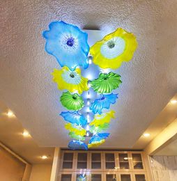 Wholesale Lights Coloured Lighting Lamps American Style Murano Glass Plates Ceiling Lamp Modern LED Flower Chandelier for Art Decor