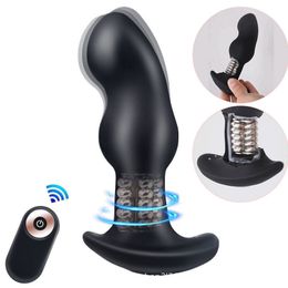 Wireless Remote Control Prostate Massager Anal Plug Butt Plug With Steel Ball Rotating Dildo Vibrator Gay Anal Sex Toys For Men Y200616