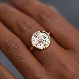 Gold Silver Colour Coin Vintage Rings 2019 For Women Fashion Boho Finger Round Ring Female Friendship Jewellery Gifts Drop Shipping