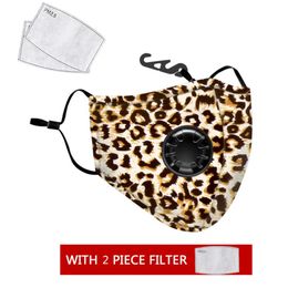 Leopard print Anti Pollution PM2.5 Mask Dust Respirator Washable Reusable Masks with 2 Pcs Philtre Mouth Muffle Allergy/Travel/ Cycling