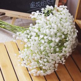 Wholesale-6Pcs White Baby Breath Artificial Flowers for Wedding Decoration Event Party Supplies High Quality Decorative Flowers