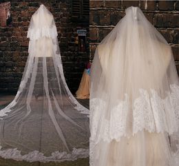 2020 In Stock Two Layers Lace Bridal Veils voiles de mariage With Comb White Iovry Modern Wedding Veil Accessories